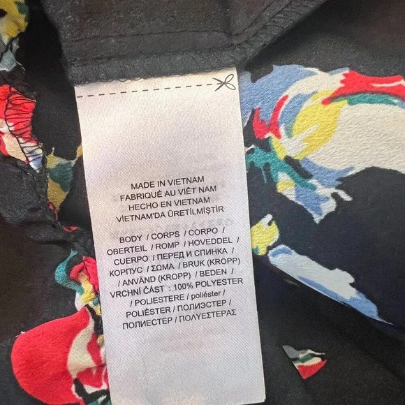 Lauren Ralph Lauren Sherolynn Floral Crepe Tie-Neck Midi Dress Black Red Size 8 - Picture 9 of 12